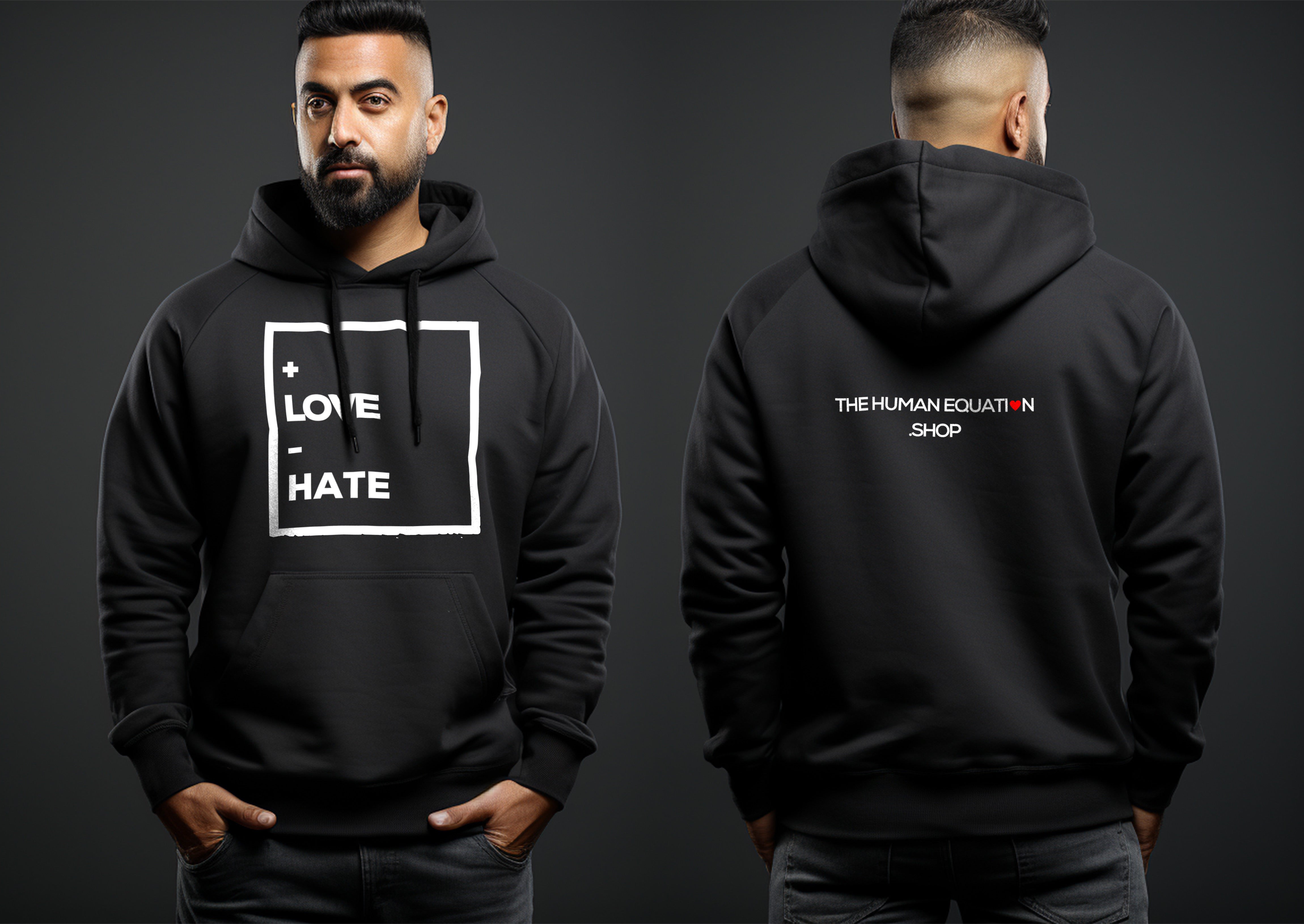 LOVE HATE HOODIE BLACK